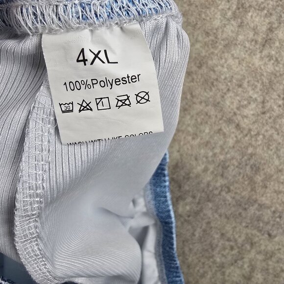 Womens 4XL Denim Look Flared Pants Light Blue Polyester Stripe Detail - Picture 3 of 6